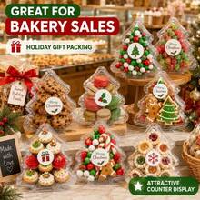 2/10/15pcs Christmas Tree Shaped Transparent Plastic Dessert Boxes With Lids, Clear Storage Containers For Cupcakes, Muffins, Cookies, Candies, Chocolates, Baked Sweets, Christmas Party Favors, Holiday Table Decor, Gift Supplies - View 3