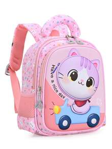 Nueva mochila estilo universitario ligera cómoda linda gato bolso de hombro estudiante mochila de campus simple versátil - Rosa Pálido - Ver 9
