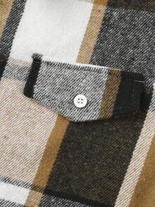 Tween Boy Spring/Summer Non-Down Casual Commuter Fashion Versatile Plaid Casual Shirt - Brown - View 6