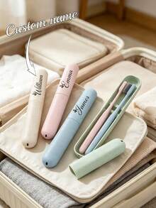 Customizable Wheat Straw Toothbrush Holder (Custom Name/Logo) - Multi-Compartment Travel Storage Box, Made Of Portable And Durable PP Material, Suitable For Men, Women And Family Use - Multicolor - View 4