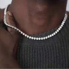 2pcs/Set Men's Diamond Inlaid Square Claw Chain Necklace And Bracelet Set, Hip-Hop Style Design, Also Suitable For Casual Daily Wear. - Multicolor - View 8
