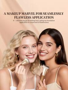 DUcare Natural Coconut Wood Makeup Brush: Evenly Absorbs Foundation, Creates Seamless, Streak-Free Perfect Makeup Effect, Lightweight Natural Skin Feel, Suitable For Liquid And Cream Foundation, Presents Seamless, Flawless, Full Coverage Makeup Look - Brown - View 9
