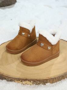 1 Pair Kids Winter Snow Boots Fashion Minimalist Ball Pendant Student Children Boots - Khaki - View 3