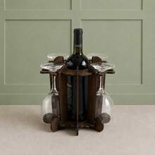 Adega de Vinhos Preta com Suporte para 4 Taças Elegância Praticidade Bancada Mesa Mdf Bar - Café - Visão 3