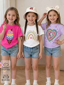 Young Girls T-Shirts - Red Violet - View 3