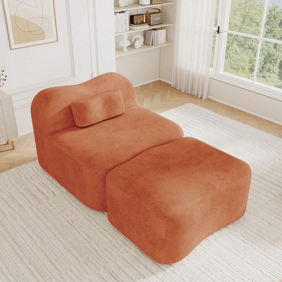 Sofa Orange Made Of Velvet For Living Room And Lounge - 橘色 1 人座 - 查看 1