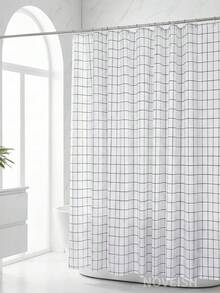 Noveish Shower Curtains - White Plaid - View 1