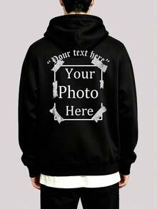 Áo hoodie nam tùy chỉnh cá nhân hóa - Tải lên văn bản, tên, ảnh, ảnh cặp đôi, ảnh đối tác và các ảnh khác để thiết kế quần áo của riêng bạn - màu đen - Xem 1