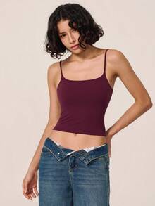 TimeOff Women's 1pc Solid Color Spaghetti Strap Backless Padded Cropped Outdoor Running Fitness Tank Top - Purple - View 9