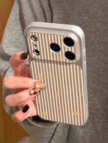 WeiMi 1pc Fashionable Personalized Small Star Striped Pattern Full Coverage Button Classic Anti-Drop Metal Paint Premium Texture Soft Texture PU Leather Phone Case, Suitable For Friends, Family, Couples, Yourself Birthday Gift, Holiday Gift, Compatible With IPhone 17/16/15/14/13/12/11 Series - Multicolor - View 1