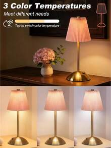 1PC Fabric & Metal LED Desk Lamp, USB Rechargeable, Minimalist Design, Fabric Lampshade, Suitable For Bedroom Lighting, Retro Style Restaurant Decor Atmosphere Table Lamp, Bedroom Bedside Lamp, Bedside Lighting, Atmosphere Lighting, Modern Lighting, Minimalist Design, Metal, Decorative Lamp Night Light - Multicolor - View 6