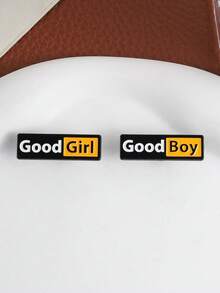 Bros Huruf Inggris Minimalis untuk Anak Laki-Laki Baik dan Perempuan, Pin Enamel Logam Persegi Panjang yang Dipersonalisasi, Aksesori - MultiWarna - View 4