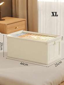 Collapsible Storage Basket | Fabric Wardrobe Organizer With Clear Window | Large-Capacity Dustproof Home Storage Box – Beige (For Holiday Decor, Room/Bedroom Storage, Dresses, Winter Clothes) – Lid Not Included - Multicolor - View 7