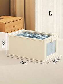 Collapsible Storage Basket | Fabric Wardrobe Organizer With Clear Window | Large-Capacity Dustproof Home Storage Box – Beige (For Holiday Decor, Room/Bedroom Storage, Dresses, Winter Clothes) – Lid Not Included - Multicolor - View 8