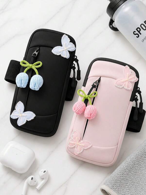 Bolsa para teléfono resistente al agua con cierre de gancho y bucle, ligera para deportes y fitness, accesorio con lazo de tulipán, bolsa de almacenamiento de teléfono para mujer, para correr y senderismo