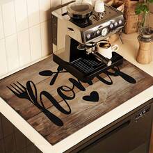 (Hot !!) 1pc Vintage Wooden Board Pattern, 2D Printed Flat Stove Mat, Rubber Non-Slip Heat-Resistant Stove Cover Pad, Suitable For Induction Cooktop, Glass Stove, Multi-Function Scratch-Resistant Mat, Best Choice For Oven, Washing Machine, Dryer, Kitchen Decor. - Multicolor - View 3