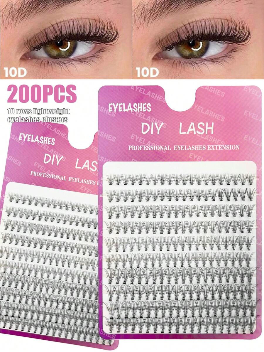 200 Clusters 10D D Curl Individual Lashes, 8-16mm, Reusable, Natural Lash Extension For Daily Makeup - View 1