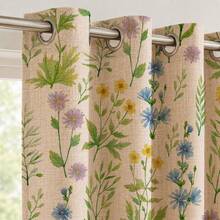 NOSBEI 2PCS Curtain Panels / 3PCS Kitchen Curtain Set, Bird & Leaf Digital Print Faux Linen Light Filtering Window Curtains, Botanical Branch Nature Inspired Farmhouse Curtains, Valance & Tier Set For Kitchen, Living Room, Bedroom & Dining Room - Multicolor - View 5