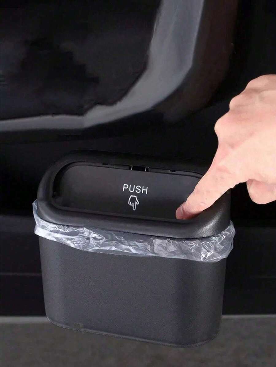 1pc Black Mini Creative Car Trash Can