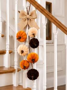 1pc Artificial Velvet Foam Pumpkin Wall Hanging, Autumn Home Decor, Farmhouse Harvest Style, Thanksgiving Window And Door Decoration, Suitable For Autumn, Holiday And Party Decor, Halloween Decoration - Multicolor - View 3