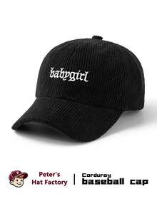 1pc Unisex Babygril Embroidered Corduroy Baseball Cap, Fashionable Sports Duck Bill Hat, Sun Protection Breathable Outdoor Hat, Adjustable Hat Circumference, Suitable For Outdoor Sports, Camping, Climbing, Fishing - A - View 3
