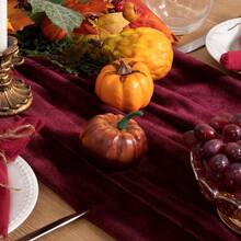 1pc Vintage Burgundy Velvet Table Runner, Drapey Luxury Velvet Fabric, Wedding Thanksgiving Christmas Halloween Home Dining Table Decor Cloth - Multicolor - View 7