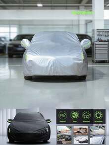 黑銀多尺寸汽車車罩，特殊工藝製作，具備防雨與防曬功能，配有反光條，整體結構堅固，有效防止滲水，高品質防水汽車專用車罩 - 彩色 - 查看 4