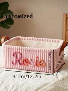 Customized Large Storage Basket, Can Customize Your Name, With Handle For Easy Carrying, Lightweight And Large Capacity, Can Be Used As Laundry Basket Or Home Decor, Perfect Gift - Multicolor - View 3