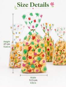 20pcs Spring Floral Candy Bags Transparent Treat Packaging Colorful Flower Print Twist Tie Bakery Party Wedding Birthday Dessert Snack Gift Supplies - View 2