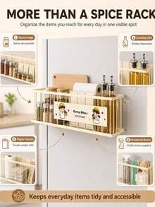 1 unidad: estante lateral magnético de metal para refrigerador, que ahorra espacio y sirve como estante para guardar especias, aceites, condimentos y utensilios, ideal para la cocina, la despensa, un vehículo recreativo o el área de lavado. - Multicolor - Ver 5
