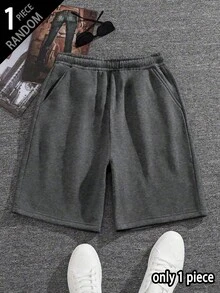 [1 Piece Random] 1pc Boys' Solid Color Casual Outdoor Workout Sports Commute Minimalist Bermuda Shorts - Dark Grey - View 3