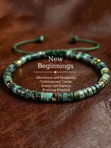 Exquisite African Turquoise Bracelet | Spiritual Crystal Bracelet | Suitable For Both Men And Women | Perfect For Everyday Wear And As A Gift. - Green - View 1