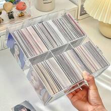 1pc Small Card Storage Box (9/8/6/2/1 Slots Multiple Sizes) Creative Transparent Idol Card Storage Box Plastic Card Organizer School Supplies Gift For Men Women Teens - Clear - View 9