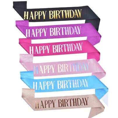 1pc/"Happy Birthday" Sash, Unisex, Pink, White, Rose Gold, Black Optional, With Pearlescent Foil, Suitable For 16, 18, 21, 30, 40, 50, 60, 70, 80, 90 Years Old Birthday, Can Be Used As Birthday Gift Or Decoration For Any Birthday Party, Suitable For Any Age