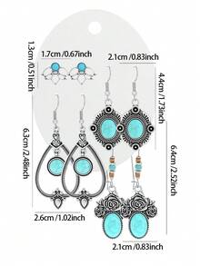 TopHanqi 4 pares aleatorios + 7 pares aleatorios + 11 pares aleatorios + 19 pares aleatorios Juego de pendientes bohemios vintage, pendientes largos de vacaciones con borlas de turquesa falsa, plumas y gotas de agua - Multicolor - Ver 5