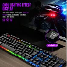 T-WOLF Keyboard Gaming Berkabel USB dengan Lampu Latar dan Tutup Tombol Mengambang, Nuansa Mekanik, Lampu LED, untuk PC - View 2