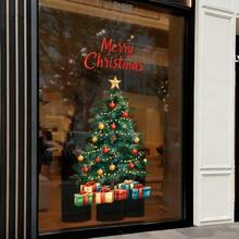 1/2pcs Christmas Tree Static Window Stickers, Christmas Ribbon Tree Gift Box Snowflake Window Film Decals, Reusable Christmas Home Decor, Holiday Winter Glass Decoration, Suitable For Living Room And Store Window Display - Multicolor - View 5