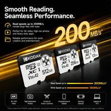 Kartu Micro SD Kodak 128GB, Kartu Memori MicroSDXC A2 U3 V30, Kecepatan Hingga 200MB/S, Cocok untuk Kamera Aksi, Penyimpanan Video 8K di Smartphone - View 2
