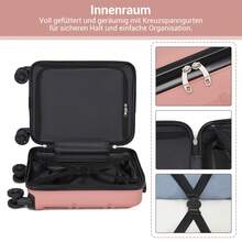 15-Zoll Kabinenkoffer 40x30x20 cm als Unter-dem-Sitz-Gepäck aus ABS/PC Hartschale, 4 abnehmbare innenliegende 360°-Räder mit 3-stelligem Schloss, leicht unisex für Solo-, Wochenend-, Städte- und Geschäftsreisen - Korallenrosa + Schwarz - Übersicht 6