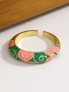 6pcs/1pc Elegant Vintage Colorful Oil Drop Pattern Enamel Ring Set, Personalized Fashion Fairy Style Women's Open Ring Jewelry Set, Suitable For Daily Wear, Party, Vacation, Casual, Date, Holiday, Gift For Friends, Family, Couples - Multicolor - View 19