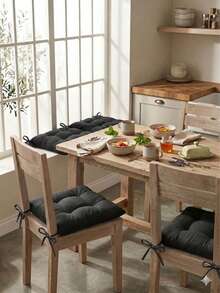 4pcs Comfortable Chair Pads, Machine Washable, Durable Bright Design, Comfortable Support, Suitable For Garden, Outdoor, Restaurant And Office, Made In Turkey, For Example, Suitable For Living Room, Outdoor, Office, Dining Room, Etc All Can Help To Attract Traffic - Dark Grey - View 2