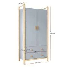 With Storage Blue Wardrobe Frame, Wood+Birch, - Blue - View 9