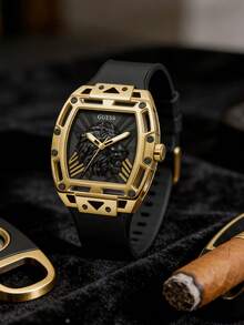Reloj de cuarzo multifunción con forma de barril transparente y correa de silicona para hombre GUESS GW0203G1 - Unitalla - Ver 2