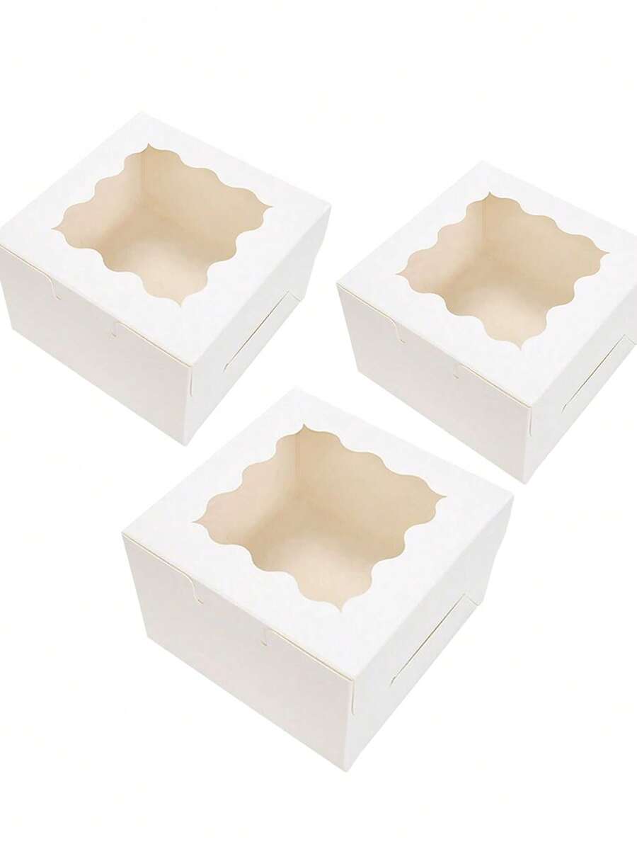 50 Sets White/Kraft Paper Gift Boxes With Window Card Paper, Transparent Japanese Style Gift Boxes Suitable For Parties And Holidays