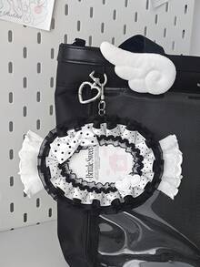 Cute Lolita Candy-Shaped Photo Card Holder, Ruffle Edge Polka Dot Organza Lace Bow Heart Decor, Sweet ID/Credit Card Sleeve, Photo Card Storage Case - Rectangle - View 19