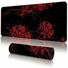 Red Spider Lily Pattern Extra Long Gaming Mouse Pad And Desk Mat Set, Non-Slip Durable Rubber Base, Smooth Surface, Suitable For Computer Laptop Office Home, Abstract Art Decor, Back To School Supplies - A - View 11