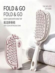 1pc Foldable Self-Cleaning Comb, Portable Styling Brush, Volumizing Hair, Detangling Hair, Scalp Massage, Suitable For Salon And Home Use - A - View 1