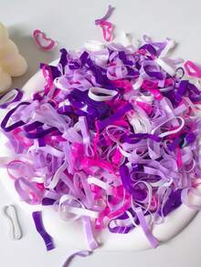 500/1000pcs Mixed Purple Elastic Hair Bands, Disposable Large Rubber Bands, Daily Use, Ponytail, Suitable For Daily Life, Vacation, Gift - Multicolor - View 2