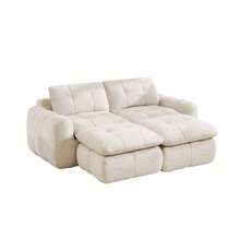 Sofa Beige Made Of Chenille For Living Room - 米色雙座 - 查看 6