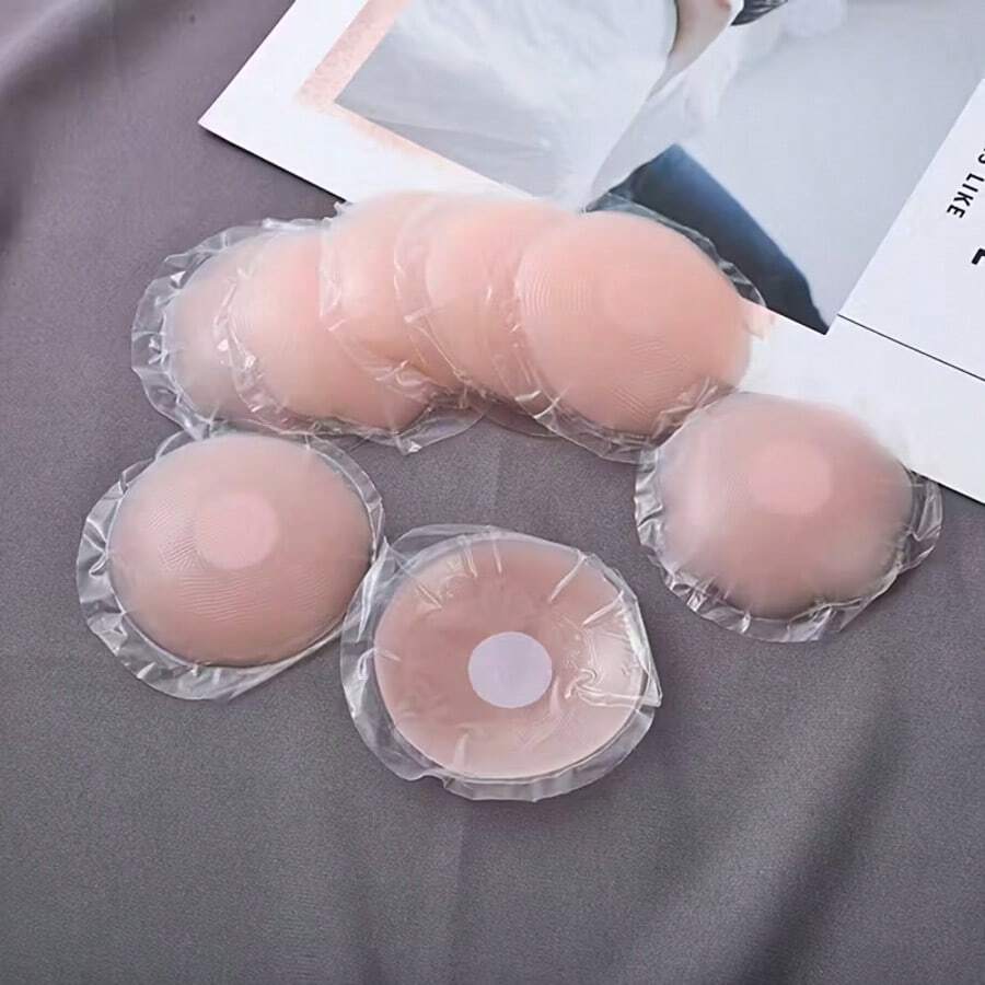 10入 矽膠乳貼,可重複使用 自黏式隱形圓形乳貼,適合女性 - 杏色 - 查看 1